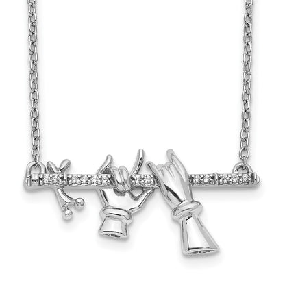 14K Weißgold Echt Diamant Halskette