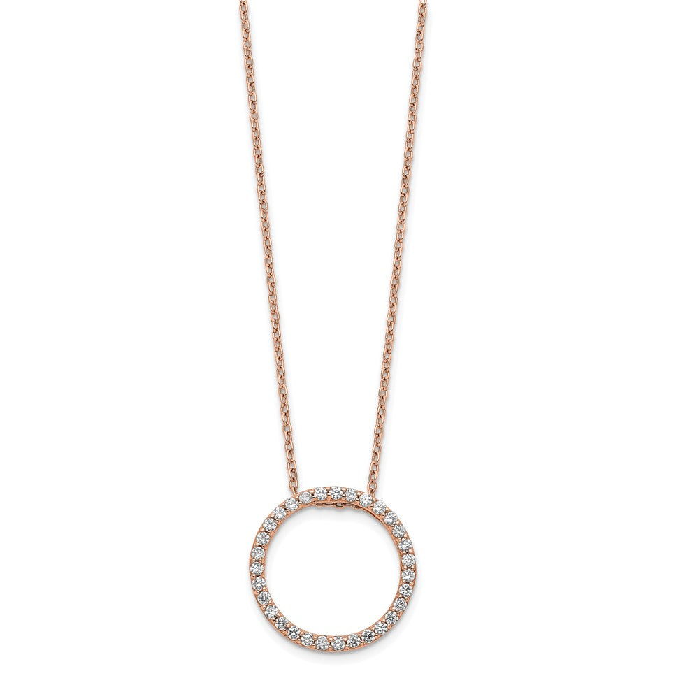 14K Roségold Halskette mit rundem Anhänger, 0,5 ct. im Labor gezüchteter Diamant, VS/SI+ G+, 45 cm (18 Zoll)