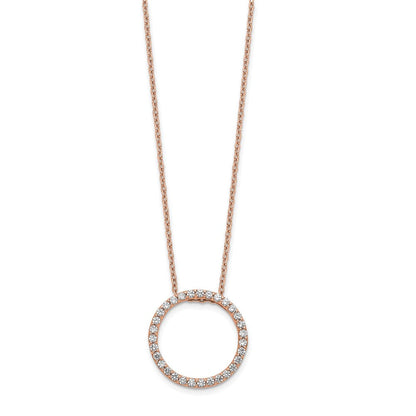 14K Roségold Halskette mit rundem Anhänger, 0,5 ct. im Labor gezüchteter Diamant, VS/SI+ G+, 45 cm (18 Zoll)