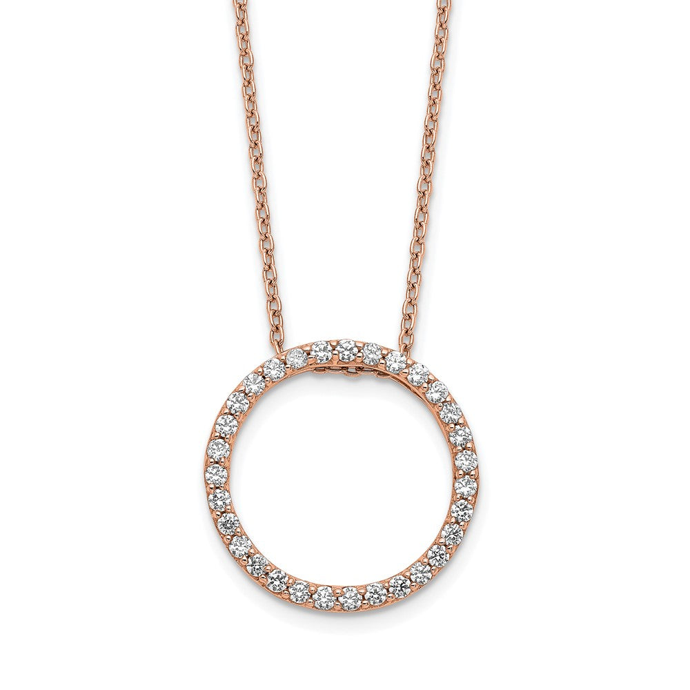 14K Roségold Halskette mit rundem Anhänger, 0,5 ct. im Labor gezüchteter Diamant, VS/SI+ G+, 45 cm (18 Zoll)