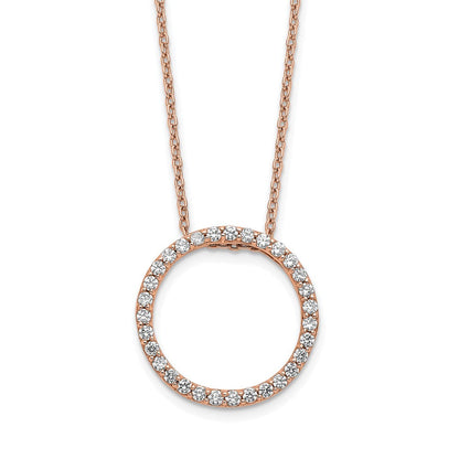 14K Roségold Halskette mit rundem Anhänger, 0,5 ct. im Labor gezüchteter Diamant, VS/SI+ G+, 45 cm (18 Zoll)