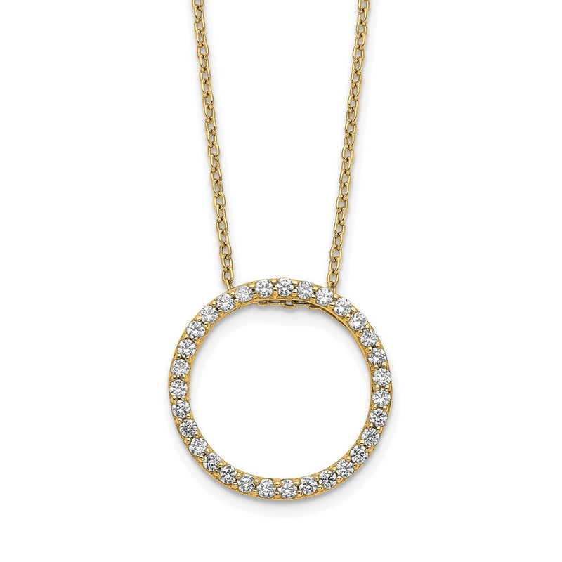 14K Gelbgold 0,5 ct. Im Labor gezüchteter Diamant VS/SI+ G+ 18 Zoll Runde Anhänger-Halskette