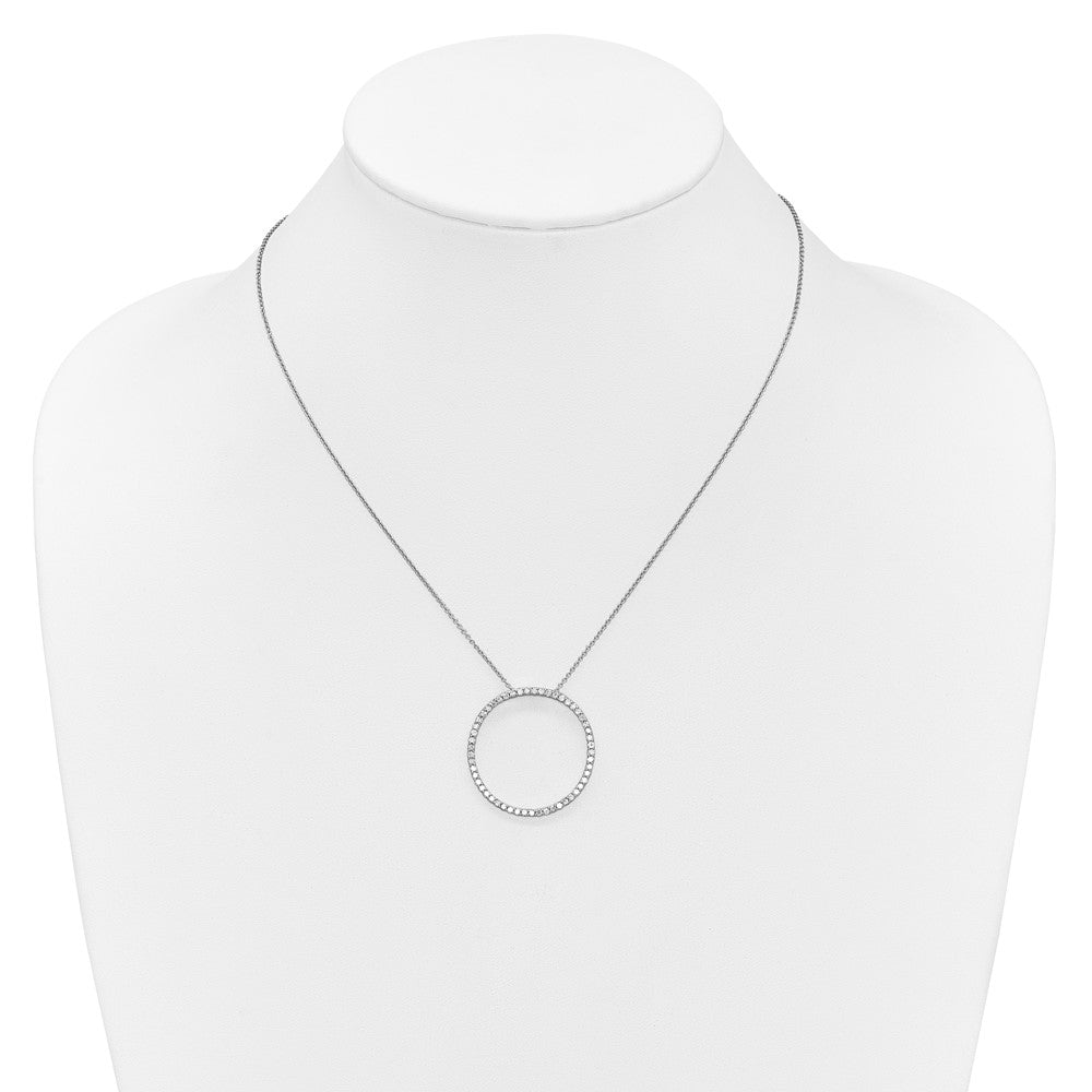 14K Weißgold Echt Diamant Kreis 18 Zoll Halskette
