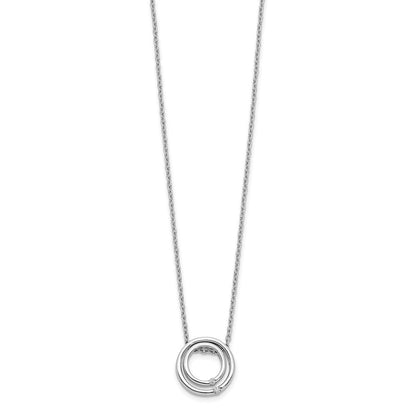14K Weißgold Echt Diamant Doppelt Kreis Halskette