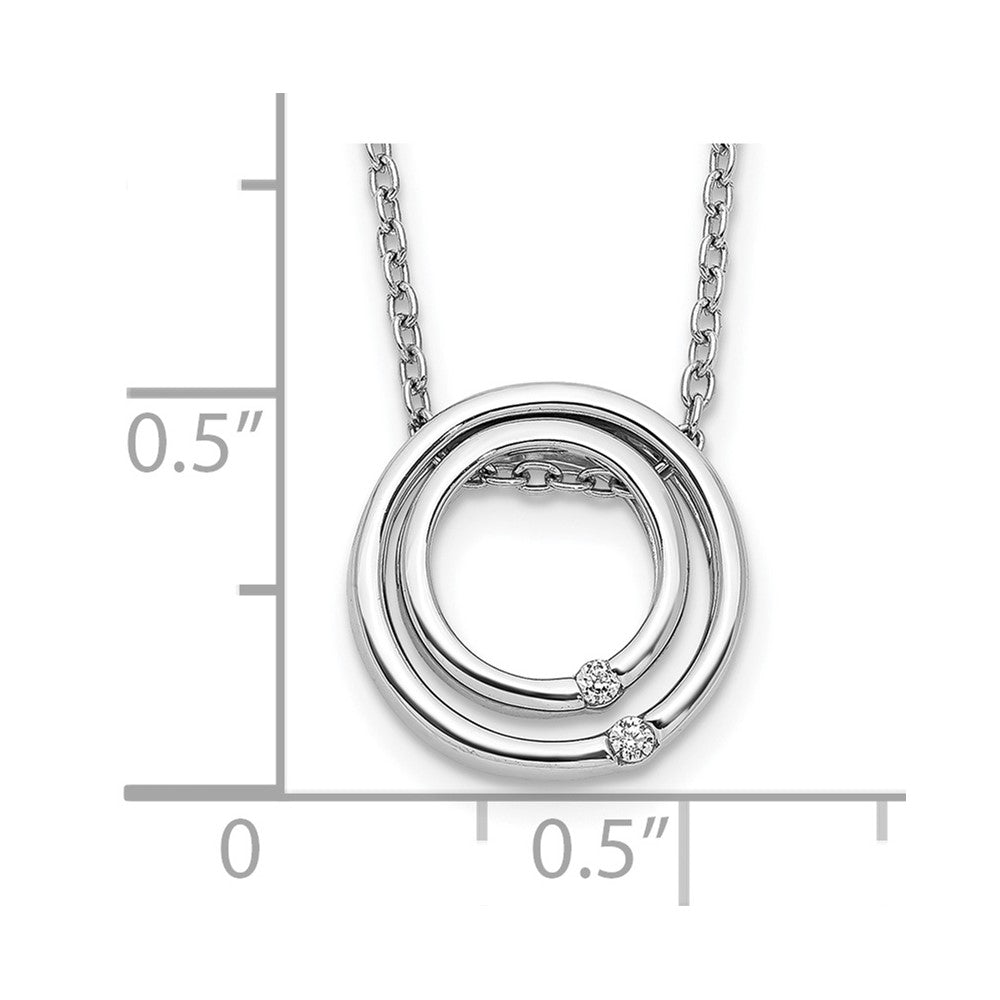 14K Weißgold Echt Diamant Doppelt Kreis Halskette