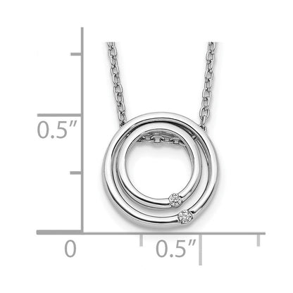 14K Weißgold Echt Diamant Doppelt Kreis Halskette