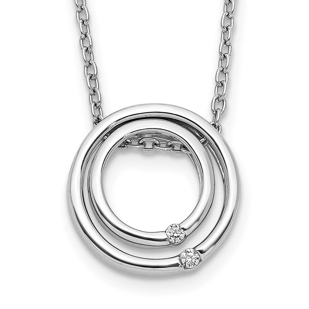 14K Weißgold Echt Diamant Doppelt Kreis Halskette