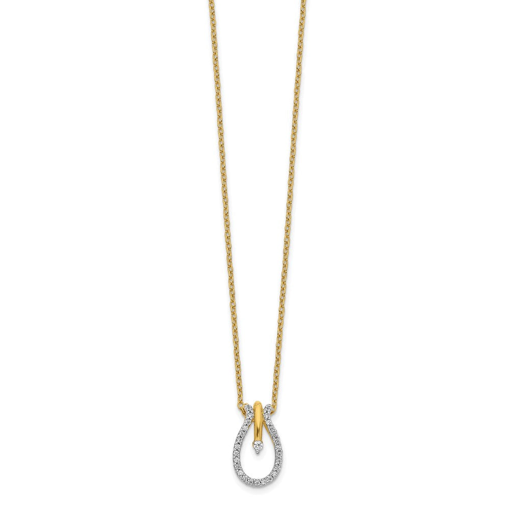 14K Gelbgold Echt Diamant Tropfen 18 Zoll Halskette