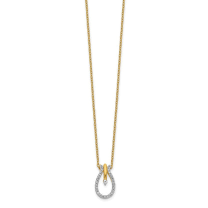 14K Gelbgold Echt Diamant Tropfen 18 Zoll Halskette