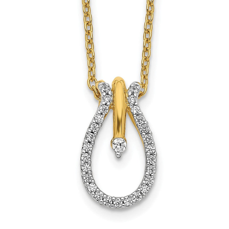 14K Gelbgold Echt Diamant Tropfen 18 Zoll Halskette
