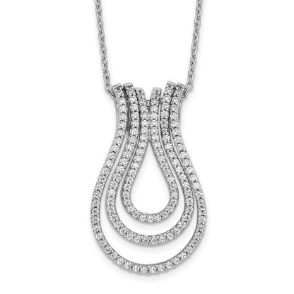 14K Weißgold Echt Diamant Halskette