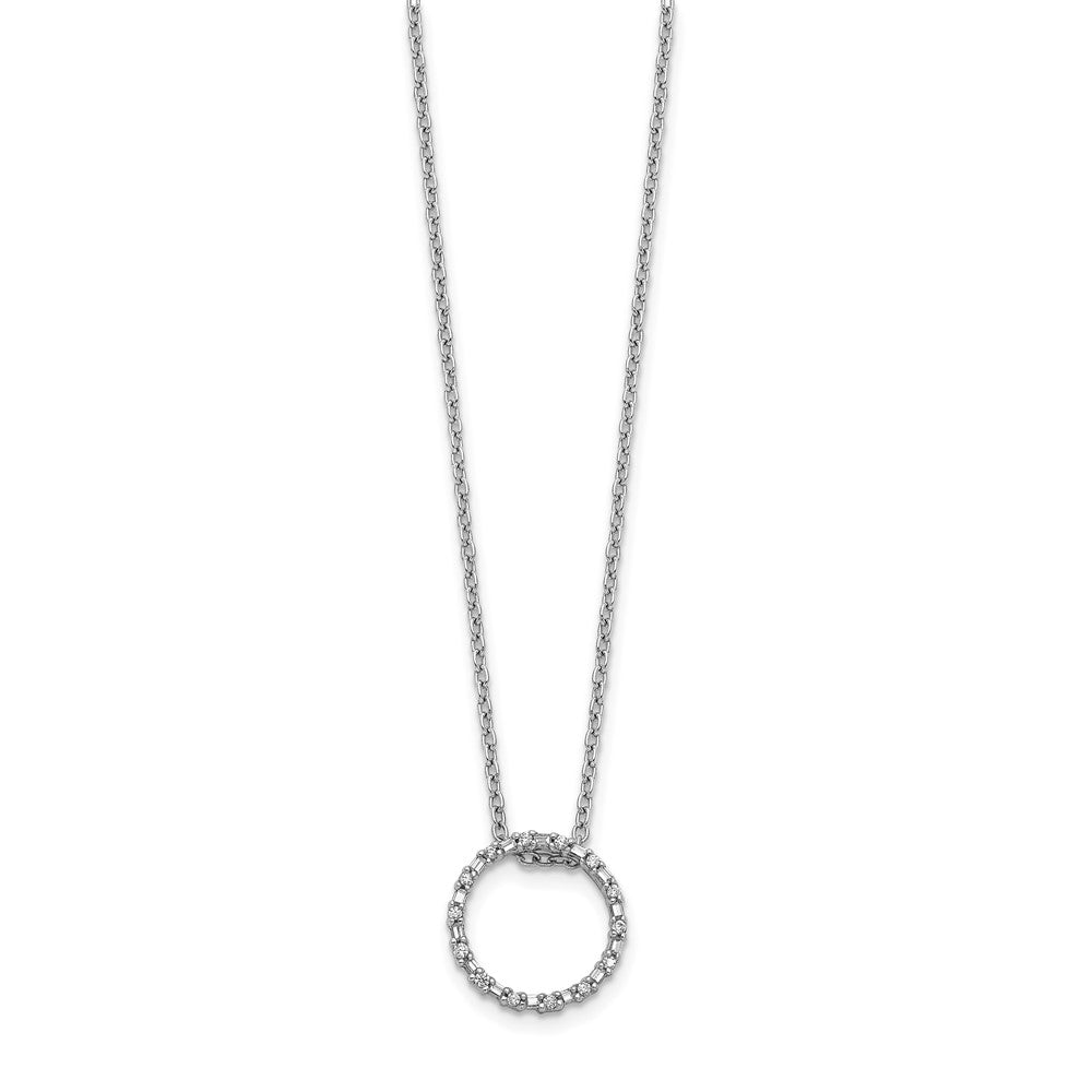 14K Weißgold Echt Diamant Kreis Halskette