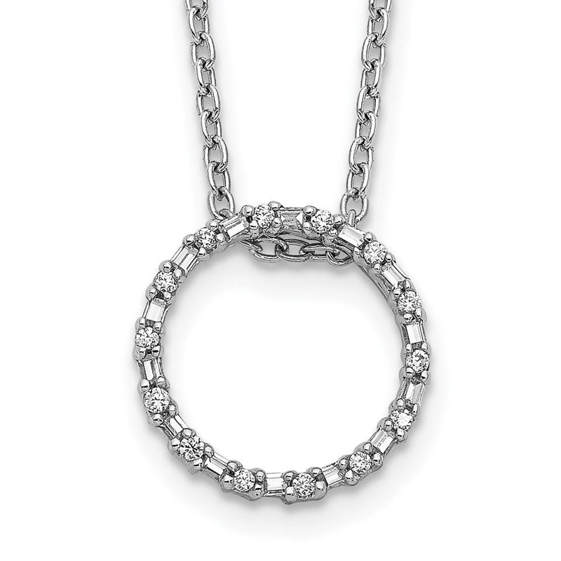14K Weißgold Echt Diamant Kreis Halskette