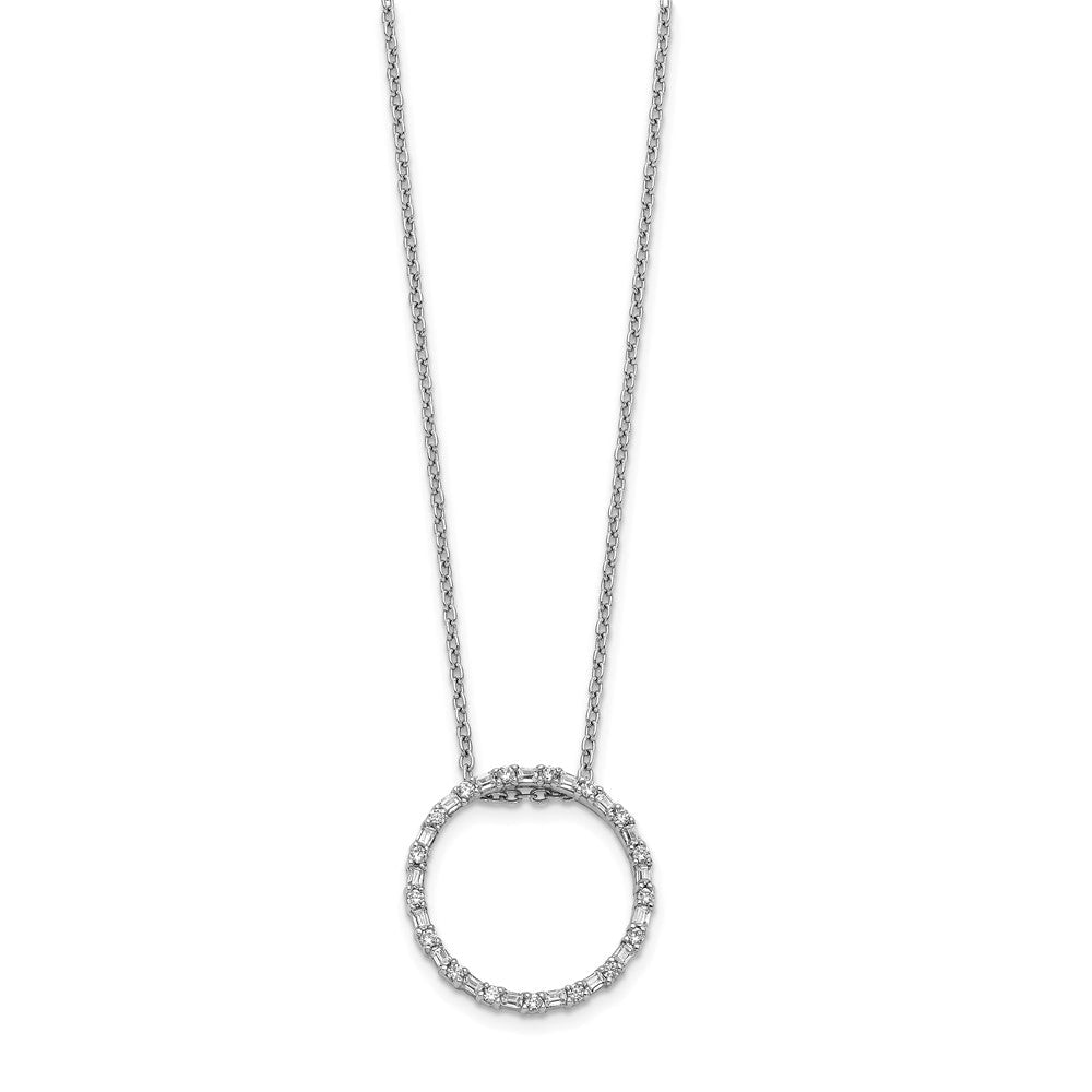 14K Weißgold Echt Diamant Kreis Halskette