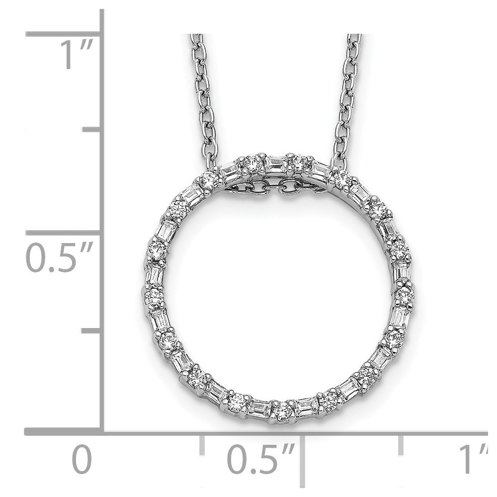 14K Weißgold Echt Diamant Kreis Halskette