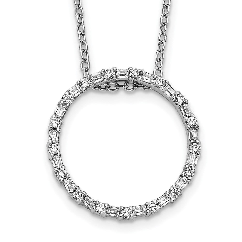 14K Weißgold Echt Diamant Kreis Halskette