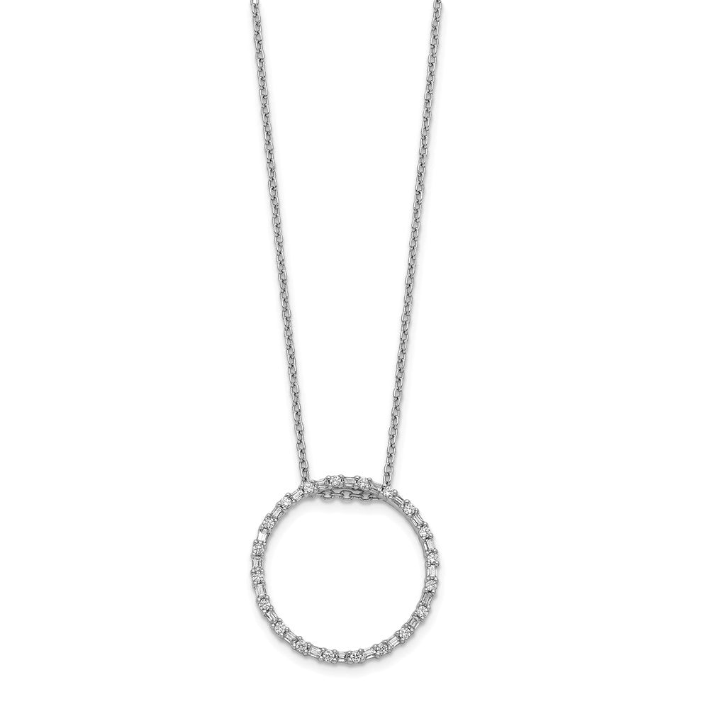 14K Weißgold Echt Diamant Kreis Halskette