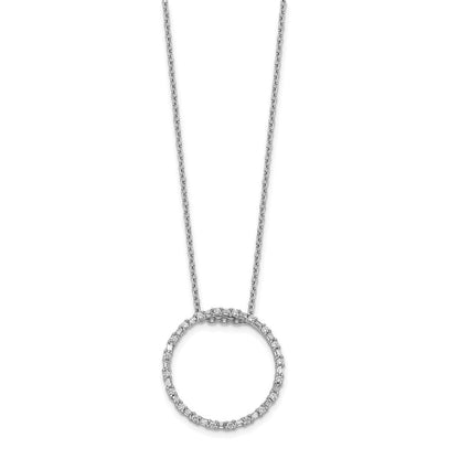 14K Weißgold Echt Diamant Kreis Halskette