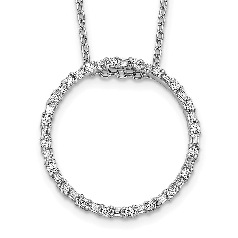 14K Weißgold Echt Diamant Kreis Halskette