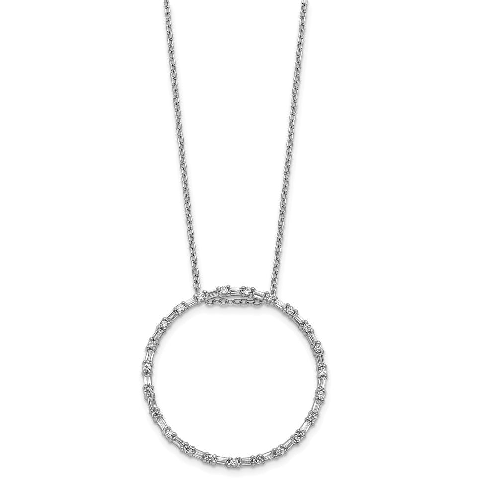 14K Weißgold Echt Diamant Kreis Halskette