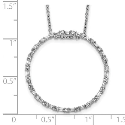 14K Weißgold Echt Diamant Kreis Halskette