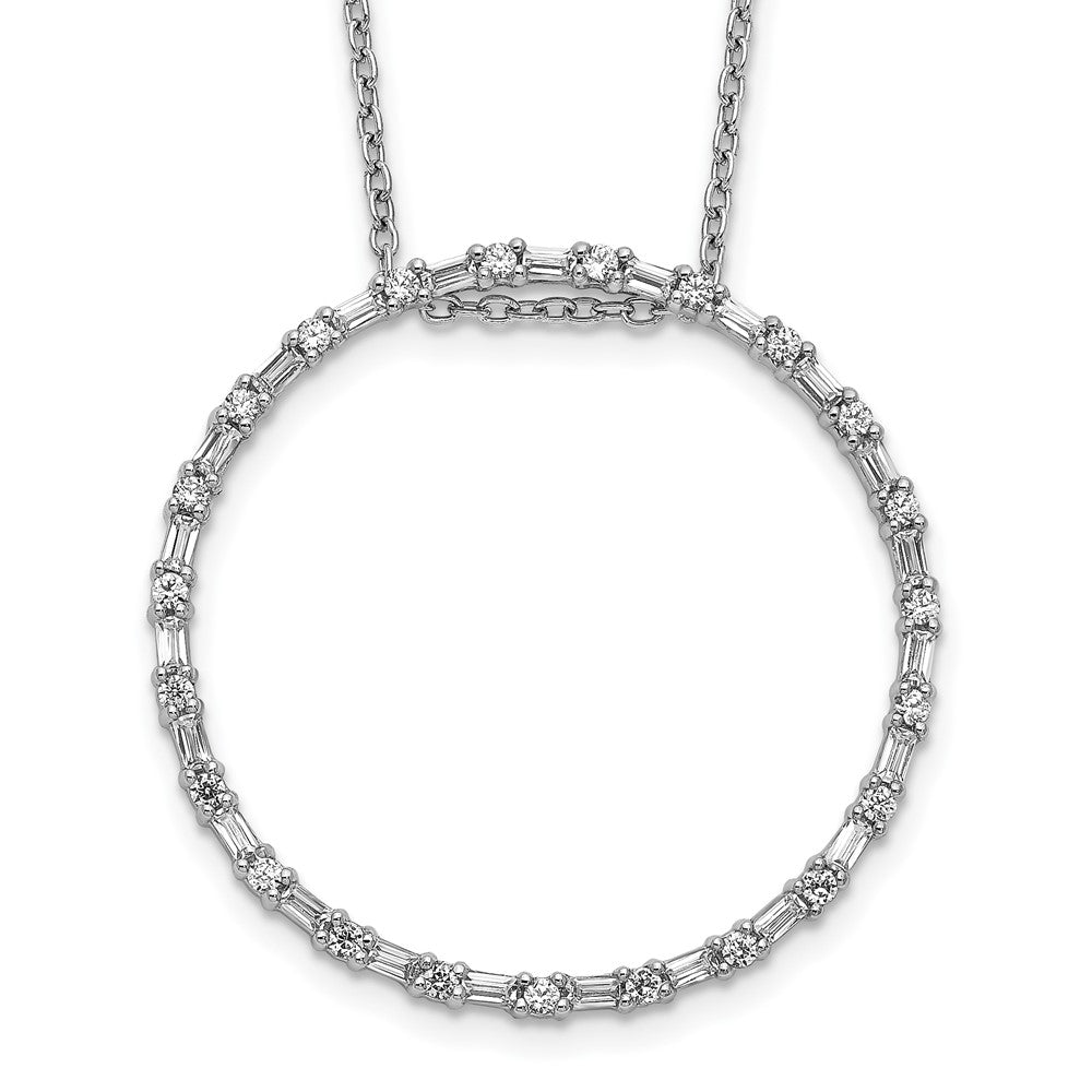 14K Weißgold Echt Diamant Kreis Halskette