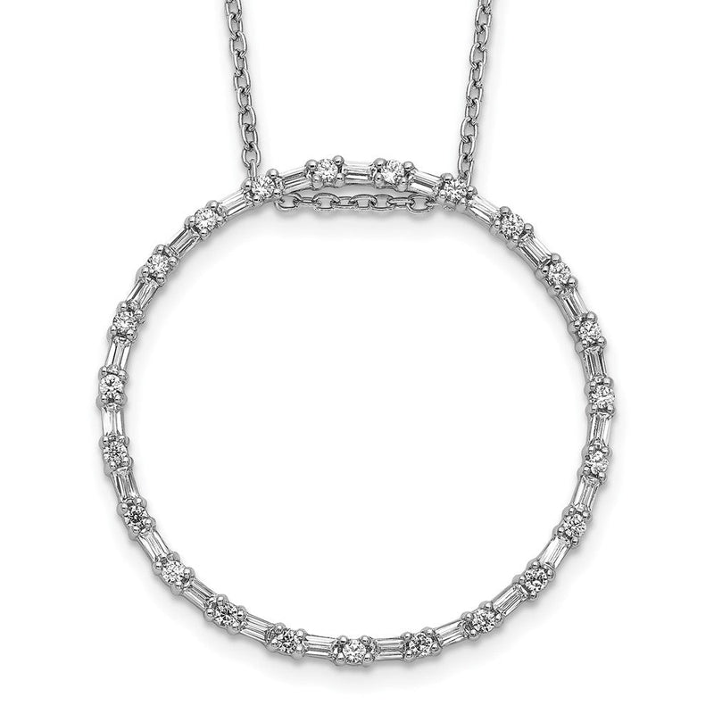 14K Weißgold Echt Diamant Kreis Halskette