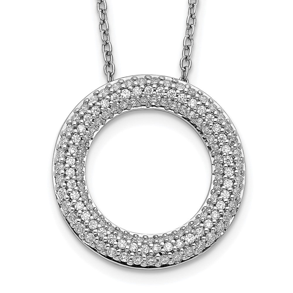 14K Weißgold Echt Diamant Kreis 18 Zoll Halskette