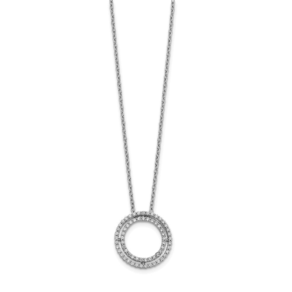 14K Weißgold Echt Diamant Kreis Halskette