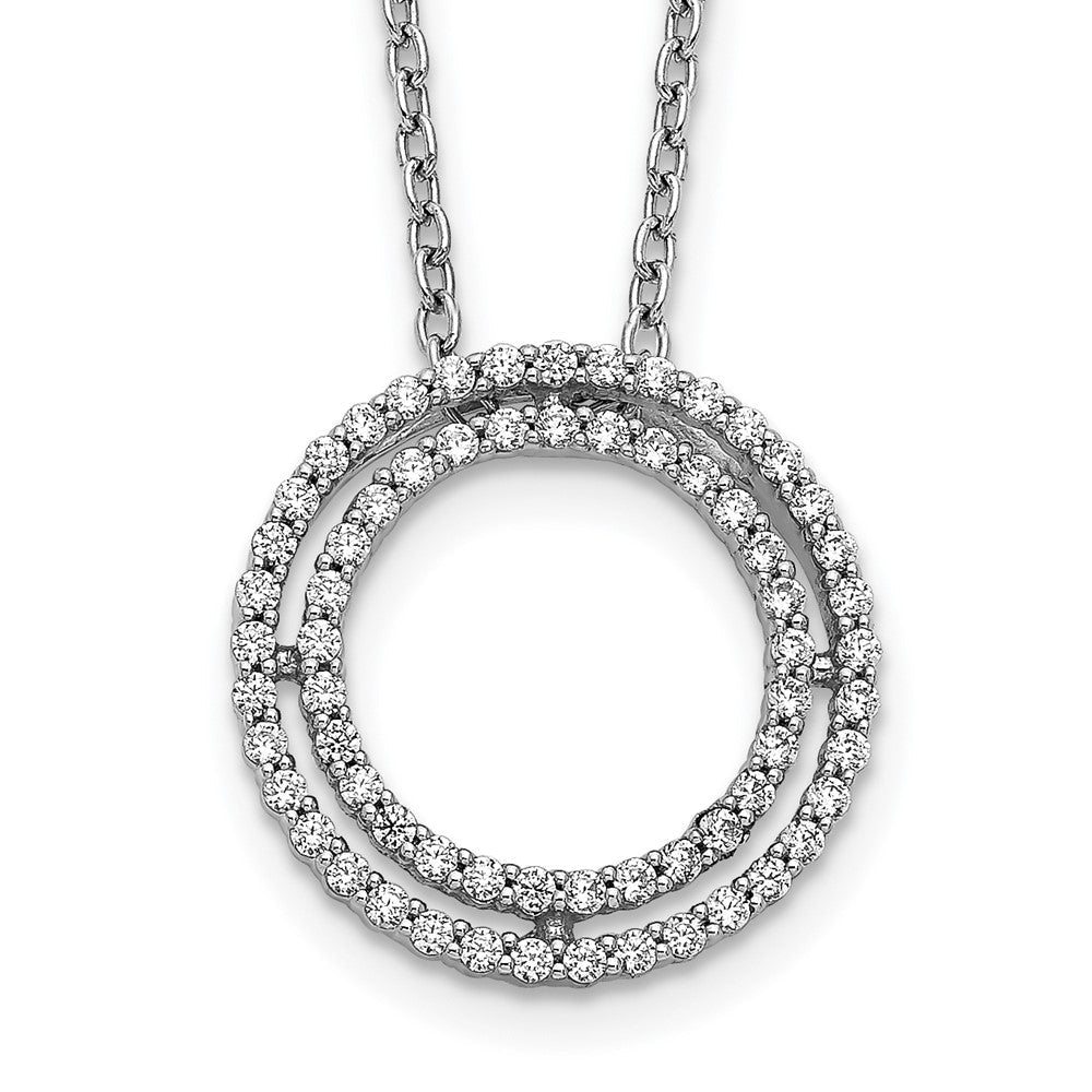 14K Weißgold Echt Diamant Kreis Halskette