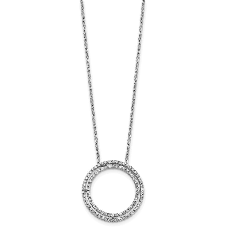 14K Weißgold Echt Diamant Kreis Halskette