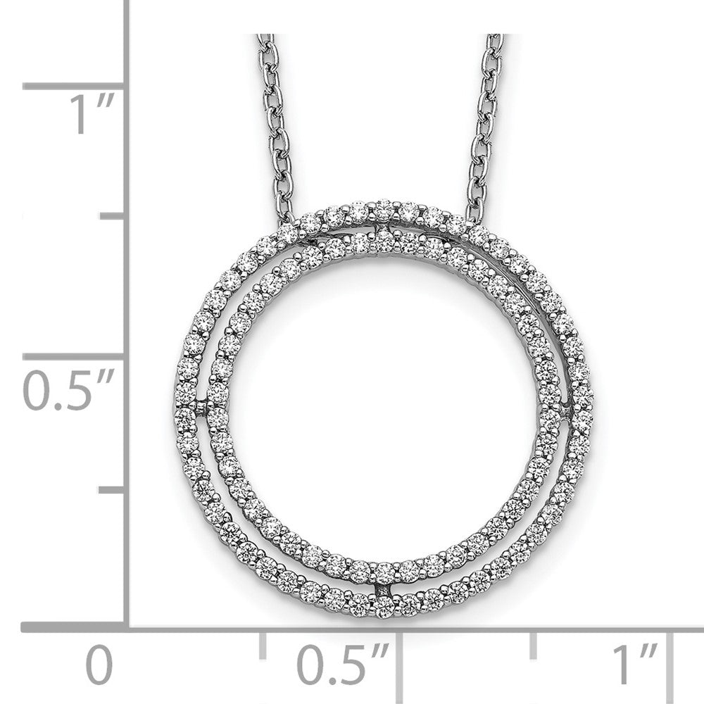 14K Weißgold Echt Diamant Kreis Halskette