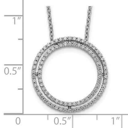 14K Weißgold Echt Diamant Kreis Halskette
