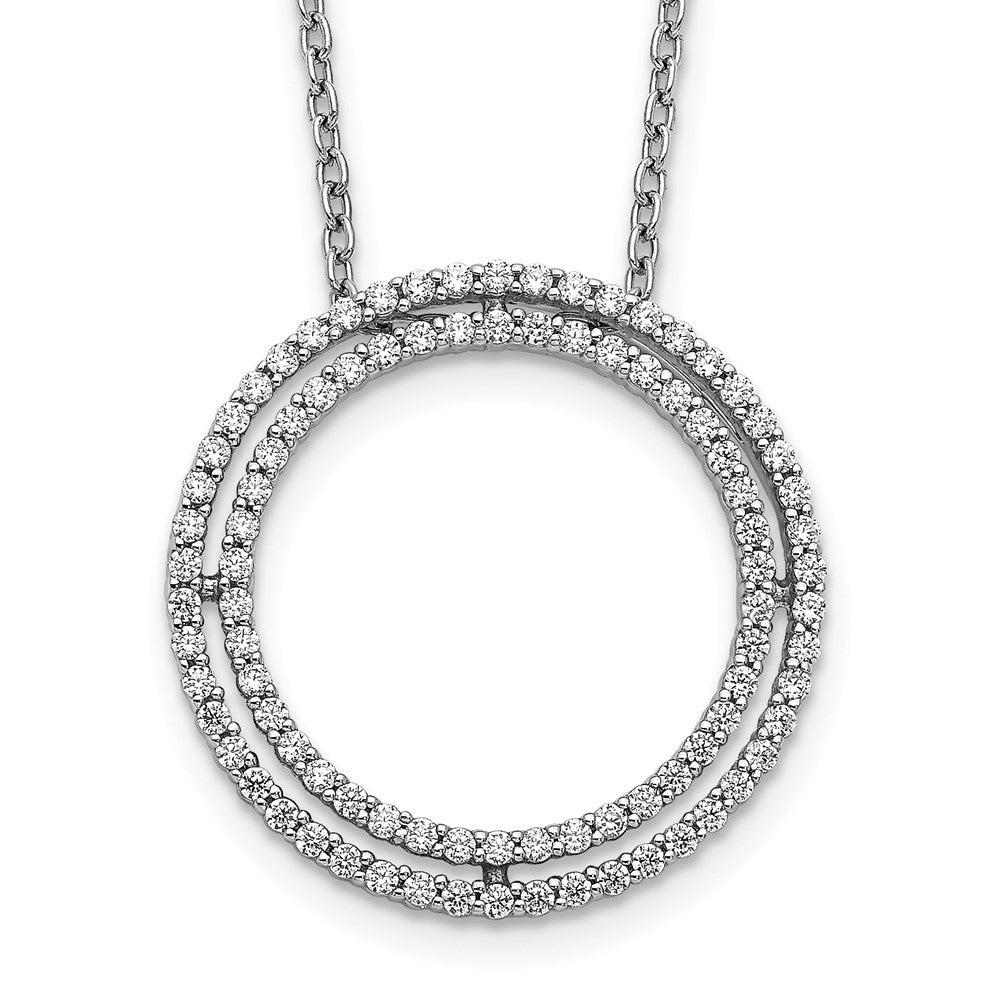 14K Weißgold Echt Diamant Kreis Halskette