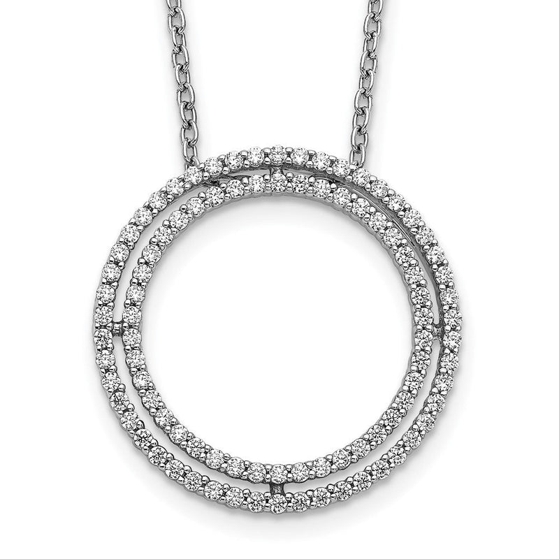 14K Weißgold Echt Diamant Kreis Halskette