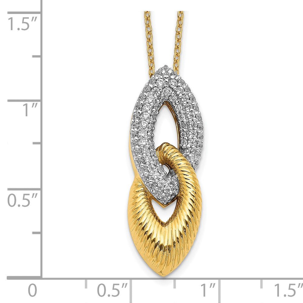 14K Gelbgold Echt Diamant 18 Zoll Halskette