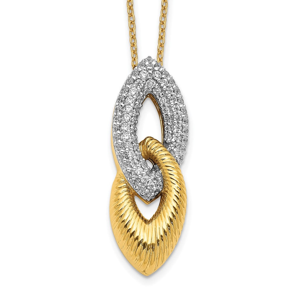 14K Gelbgold Echt Diamant 18 Zoll Halskette