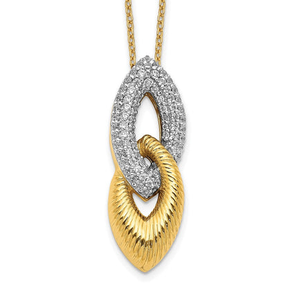 14K Gelbgold Echt Diamant 18 Zoll Halskette