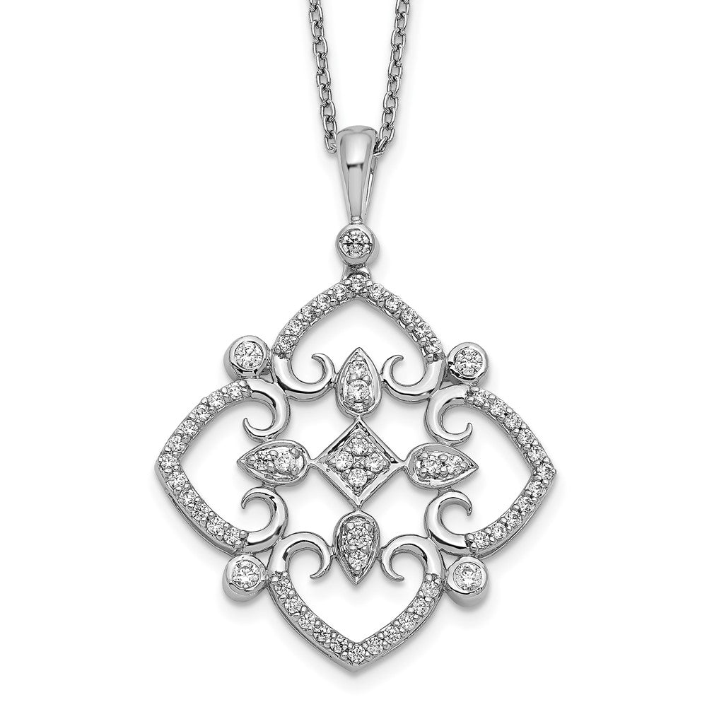 14K Weißgold Echt Diamant Vintage 18 Zoll Halskette