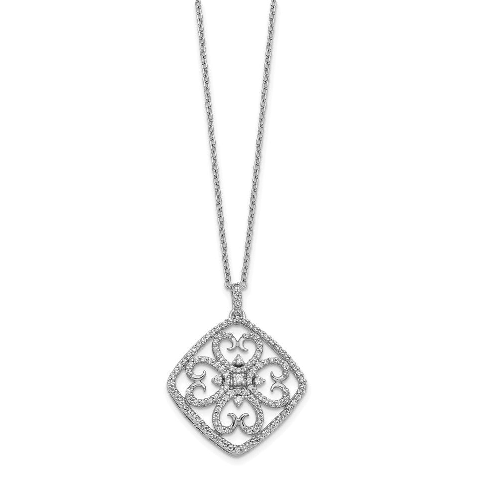 14K Weißgold Echt Diamant Vintage Halskette