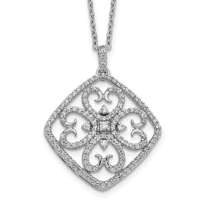 14K Weißgold Echt Diamant Vintage Halskette
