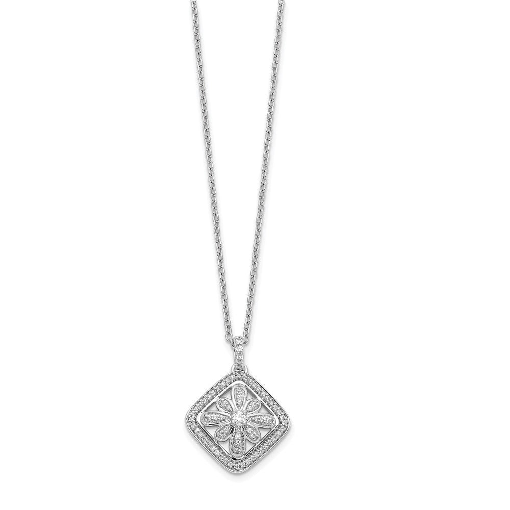 14K Weißgold Vintage-Anhänger-Halskette mit 0,25 ct. im Labor gezüchteten Diamanten, VS/SI+ G+, 45,7 cm (18 Zoll)