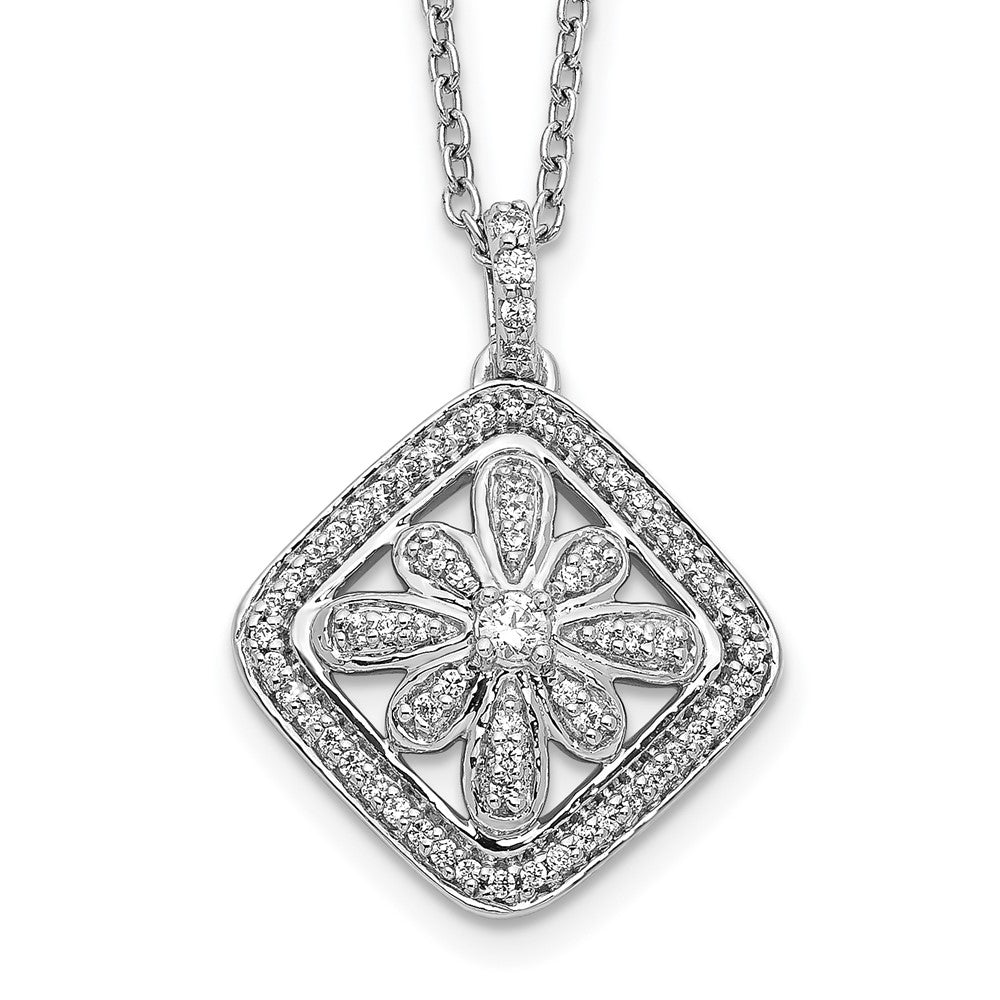 14K Weißgold Vintage-Anhänger-Halskette mit 0,25 ct. im Labor gezüchteten Diamanten, VS/SI+ G+, 45,7 cm (18 Zoll)
