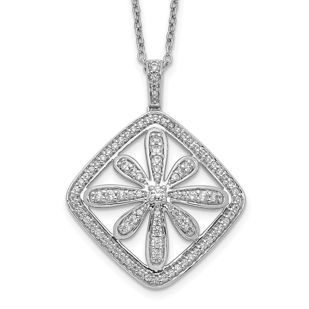 14K Weißgold Echt Diamant Vintage Halskette