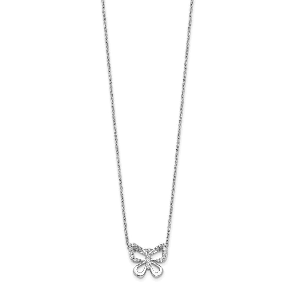 14K Weißgold Echt Diamant Schmetterling 18 Zoll Halskette