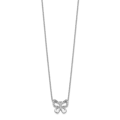 14K Weißgold Echt Diamant Schmetterling 18 Zoll Halskette