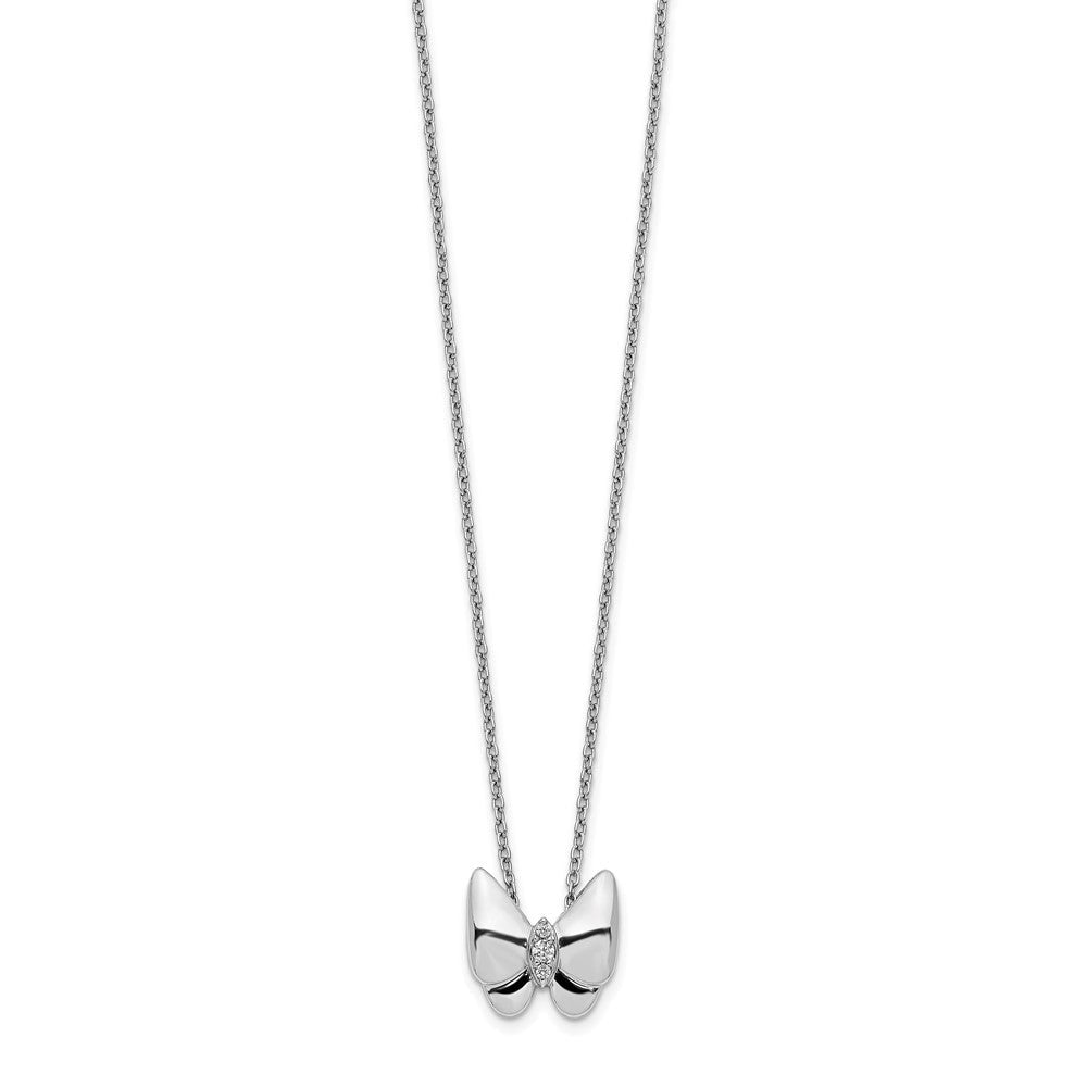 14K Weißgold Echt Diamant Schmetterling Halskette