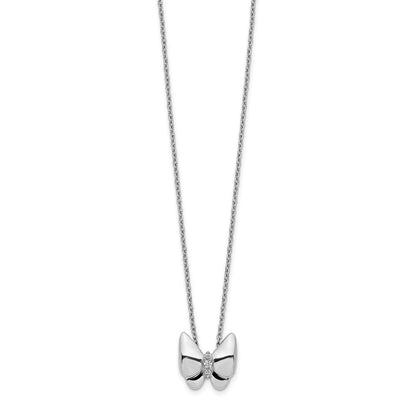 14K Weißgold Echt Diamant Schmetterling Halskette