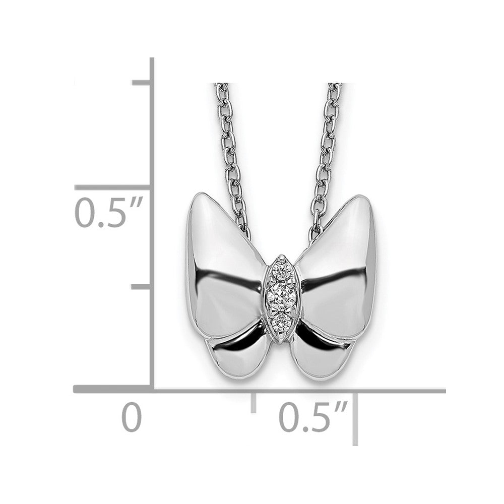 14K Weißgold Echt Diamant Schmetterling Halskette