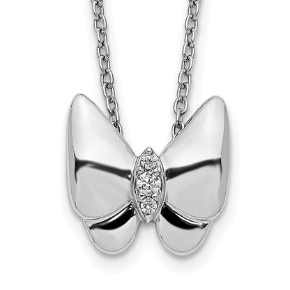 14K Weißgold Echt Diamant Schmetterling Halskette